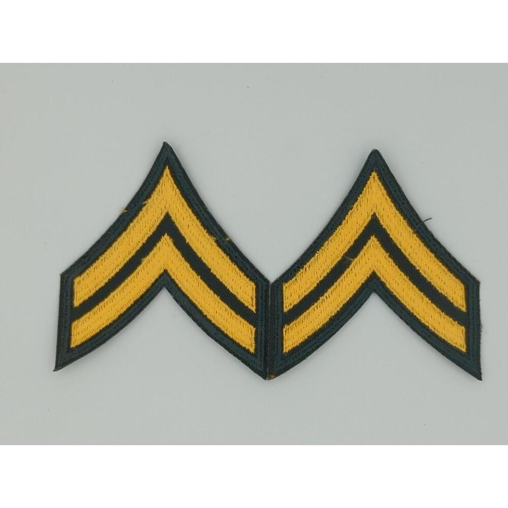 US Army‎ Patch Corporal Embroidered Chevron Army E-4 Insignia 3 Inch Emblem Pair
